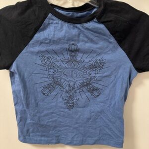 Blue Vintage Cropped Tee